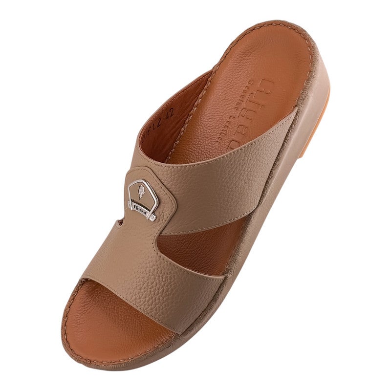 AJYAD Handmade Arabic Sandals For Men | Outdoor Mens Slippers | Everyday Flip Flops Open Toe | Arabic Genuine Shamwa Leather | New Design | Tan Footbed | Comfortable & LightWeight - Image 3